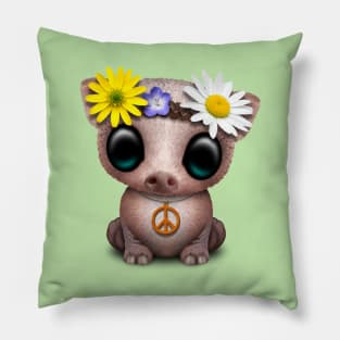 Cute Baby Pig Hippie Pillow