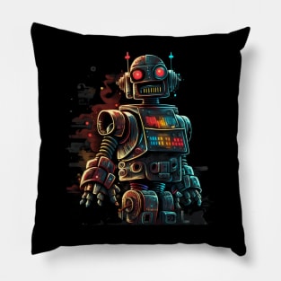 Retro Robotic Engineer Engineering 80s Style Pillow