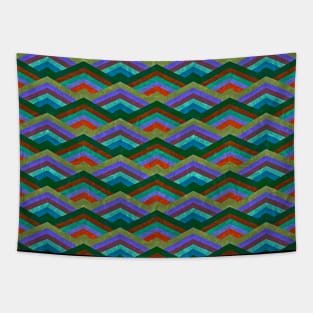 Striped Geometric Mountains Tapestry