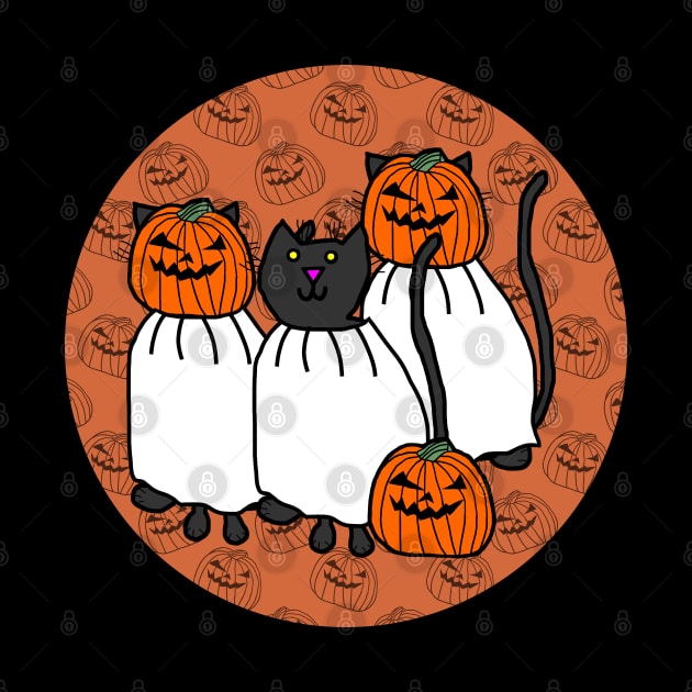 Horror Cats in Halloween Pumpkin Head Costumes by ellenhenryart