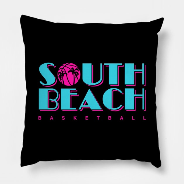 South Beach Basketball - Black Pillow by KFig21