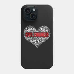 Civil Engineer Heart Shape Word Cloud Design Engineering print Phone Case