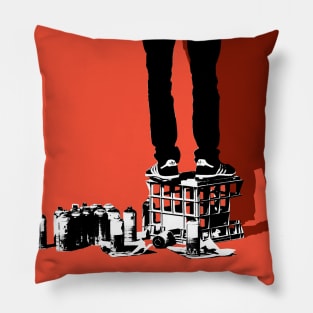 Graffiti Artist on Red Pillow