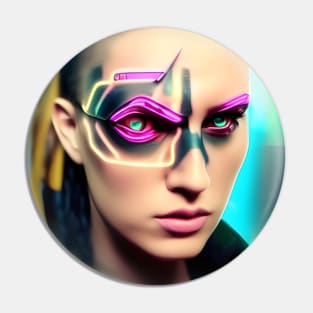 Enhanced Cyberpunk Woman Pin