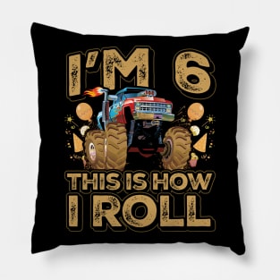 6 Year Old Boy Toddler Monster Truck Party 6th Birthday Pillow