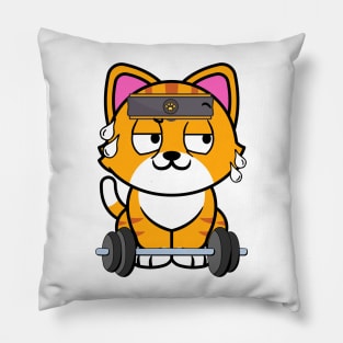 Cute orange cat is exercising Pillow