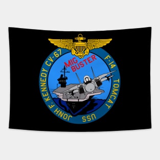 F-14 Tomcat - Mig Buster USS Jonh F Kennedy - Clean Style Tapestry