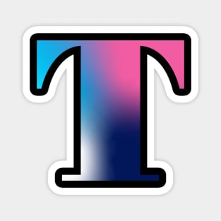 Capital Letter T Monogram Gradient Pink Blue White Magnet