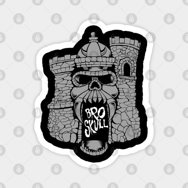 Broskull Logo V.2 Grey Castle with White Letters Magnet by CastleBroskull