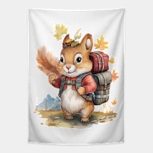 Watercolor Adventure Squirrel #3 Tapestry