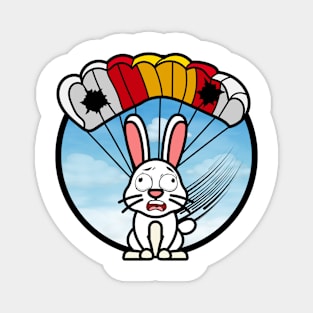 Silly white rabbit  has a broken parachute Magnet