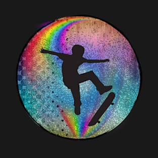 Skater kid on rainbows T-Shirt