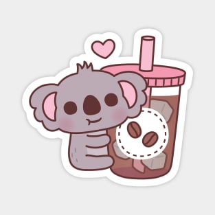 Cute Little Koala Bear Loves Iced Coffee Magnet