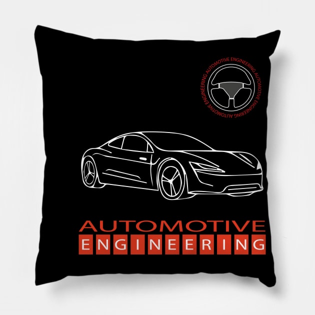 Automotive engineering text car engineer logo Pillow by PrisDesign99