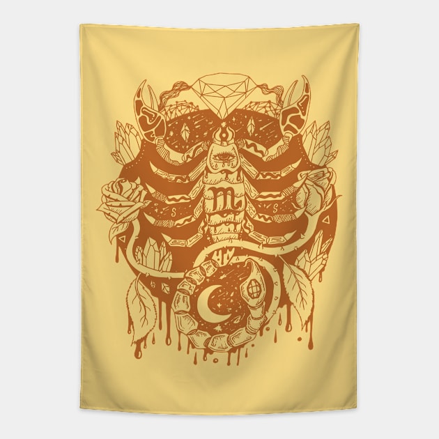 Terracotta Mystic Scorpio Zodiac Tapestry by kenallouis