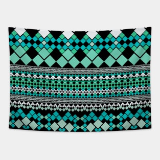 Geometric Bohemian Green Tapestry