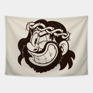 Retro cartoon winking Jesus Tapestry