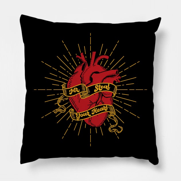 Mr Steal Your Heart Pillow by AnKa Art