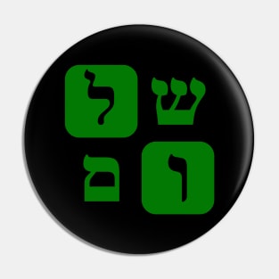 Hebrew Word for Peace Shalom Hebrew Letters Green Grid Pin