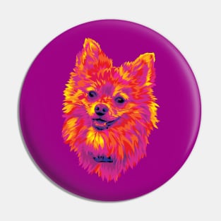 Cute Pomeranian Puppy Dog Digital Painting Pin