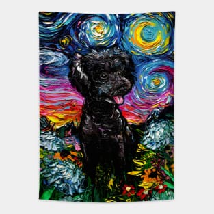 Black Poodle Night 3 Tapestry