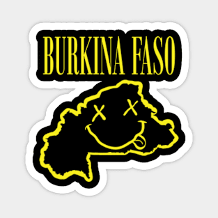 Vibrant Burkina Faso Africa x Eyes Happy Face: Unleash Your 90s Grunge Spirit! Smiling Squiggly Mouth Dazed Smiley Face Magnet