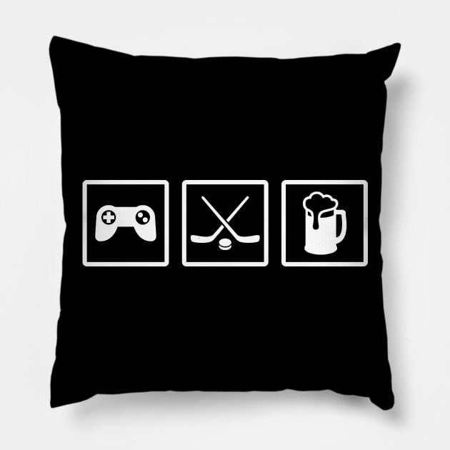 Hockey, Beer and Videogames Pillow by wataah