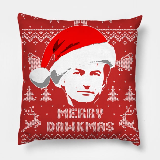 Richard Dawkins Merry Dawkmas Pillow by Nerd_art