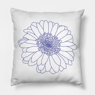 Very Peri Periwinkle Blue Gerbera Floral Line Drawing Color of the Year 2022 Pillow