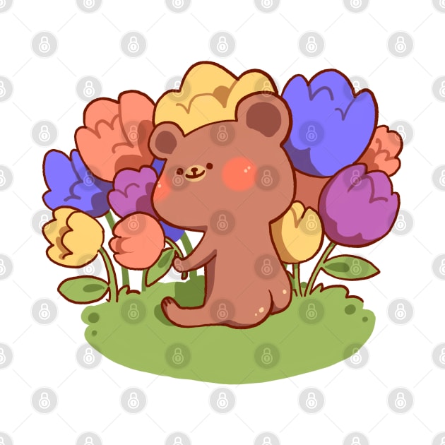 Bear butt with tulips by vooolatility