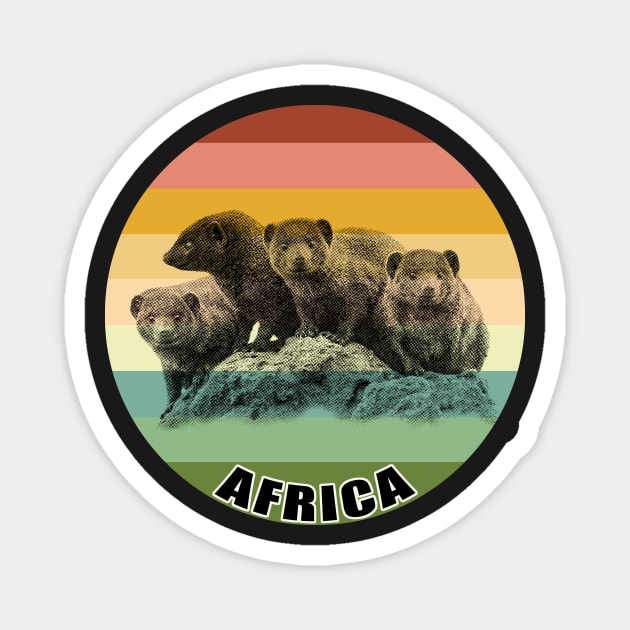Dwarf Mongoose Group on Vintage Retro Africa Sunset Magnet by scotch