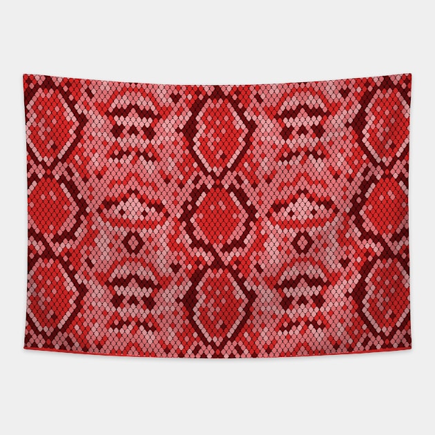 Red Snake Skin Pattern Tapestry by Ayoub14