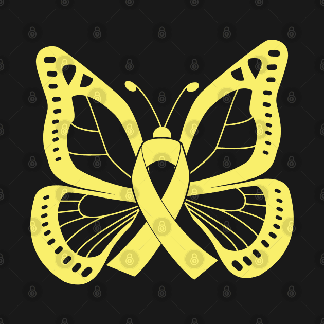 Gold Butterfly Awareness Ribbon by FanaticTee