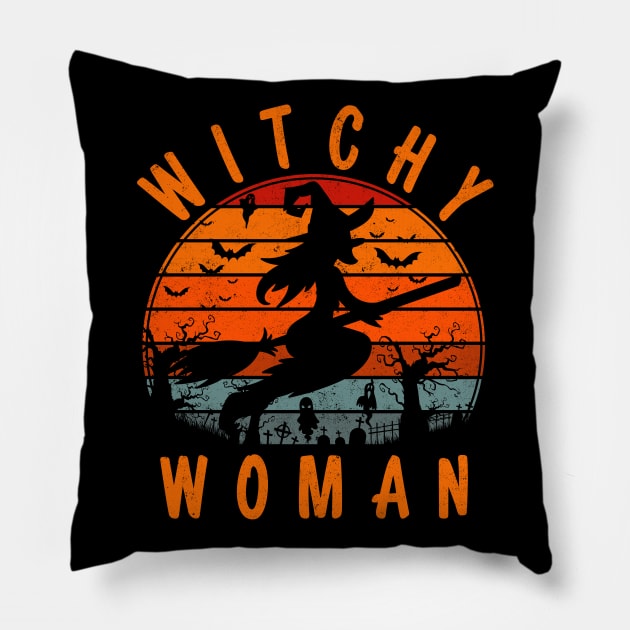 Funny Witchy Woman Gift Spooky Halloween Witches Costume Pillow by rhondamoller87