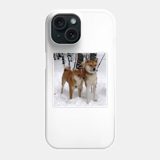 shiba inu group in snow Phone Case