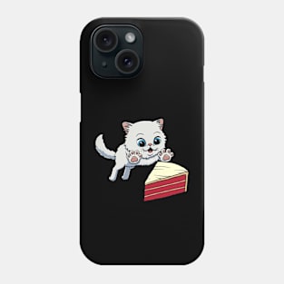 Persian Cat excited to eat Red Velvet Cake Phone Case