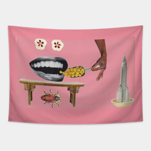 Big Mouth Collage Tapestry by martynzero