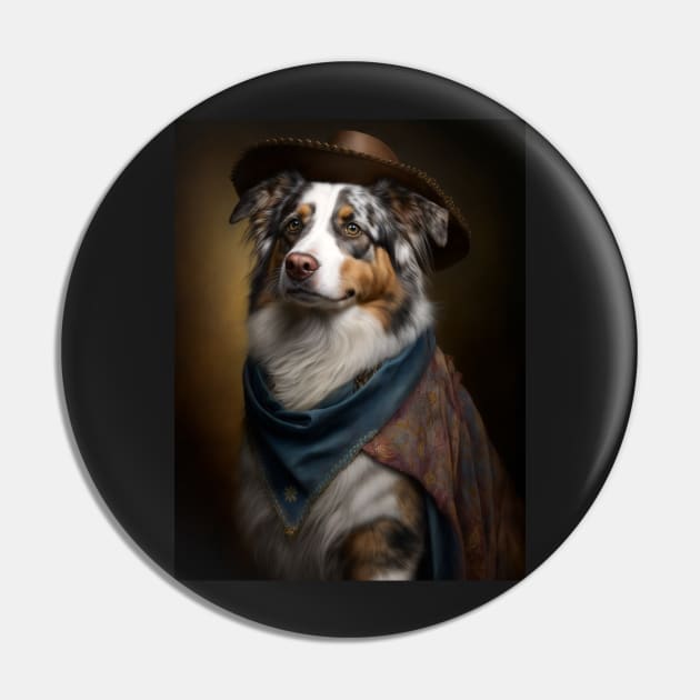 Royal Portrait of an Australian Shepherd Dog Pin by pxdg