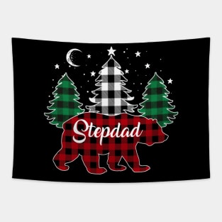 Stepdad Bear Buffalo Red Plaid Matching Family Christmas Tapestry