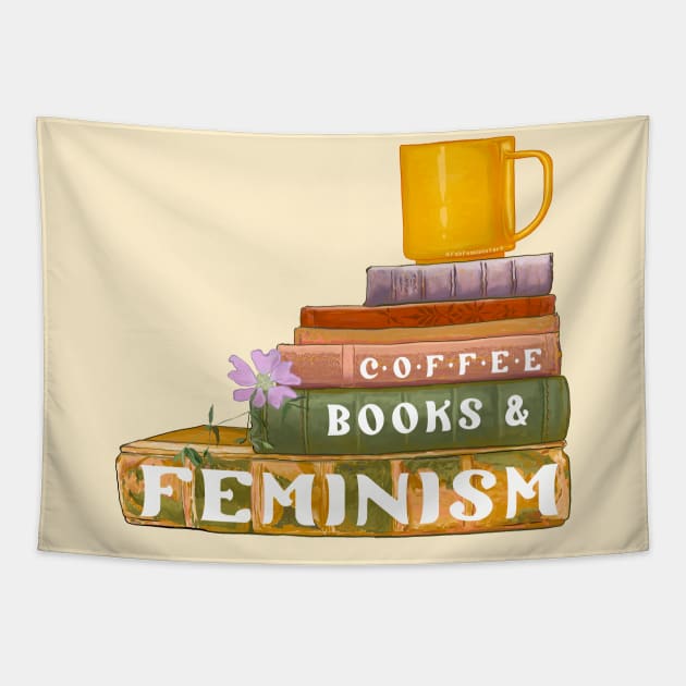 Coffee Books and Feminism Tapestry by FabulouslyFeminist