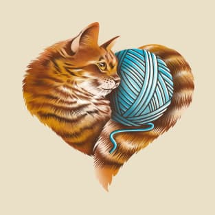 Heart Knitting Kitten T-Shirt