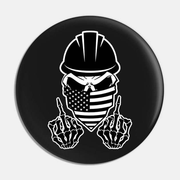 Skull Hardhat Middle Finger Pin by  The best hard hat stickers 