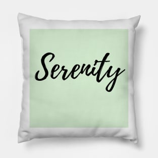 Serenity - Word with Mint Green Background Pillow