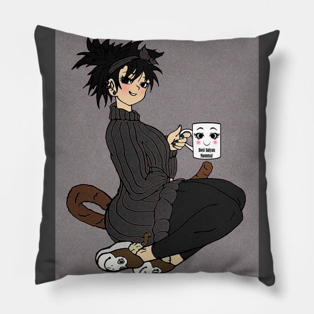 Best Saiyan Mamma Black Pillow by TeeJay93