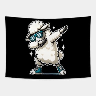 funny dabbing sheep glasses dab dance Tapestry