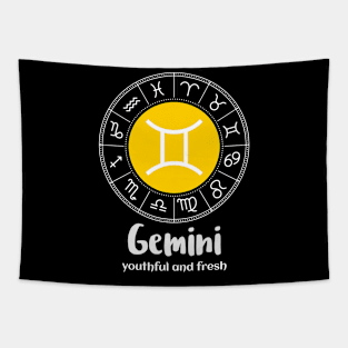 Gemini Youthful And Fresh Zodiac Sign Tapestry