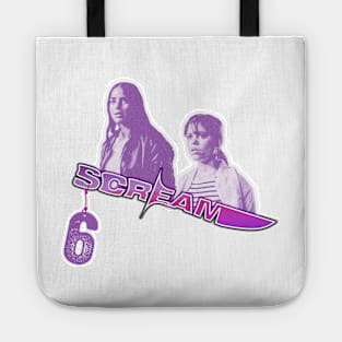 scream VI  (Scream 6) Melissa Barrera (Sam Carpenter) - Jenna Ortega (Tara Carpenter) scary horror movie graphic design by ironpalette Tote