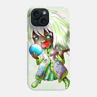 Green haired chibi dark elf sorcerer Phone Case