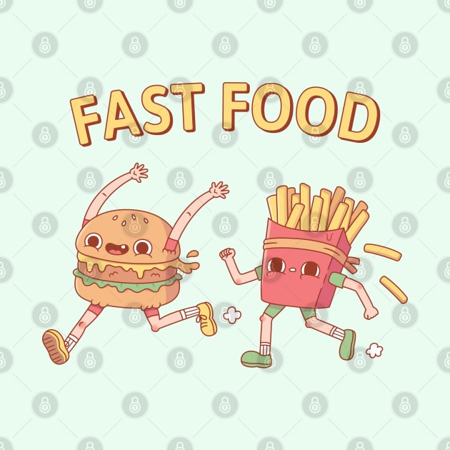 Funny Fast Food Running Burger and Fries by rustydoodle