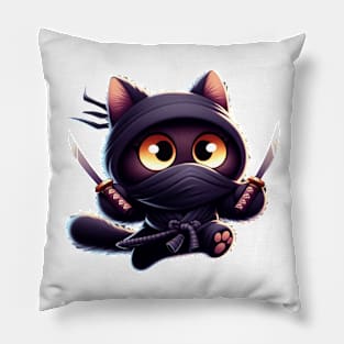 Ninja Cat The Cuteness in Disguise Pillow